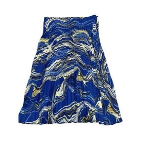 Nine West Flared Pleated Skirt Blue Lightweight Casual Summer Spring Size Large